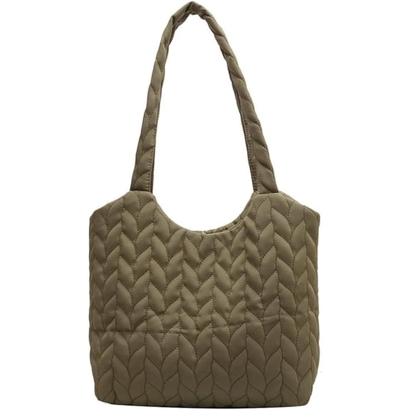 Kukuzhu Quilted Tote Bag for Women Padding Down Hobo Bag Casual Fashion Large Shoulder Bag