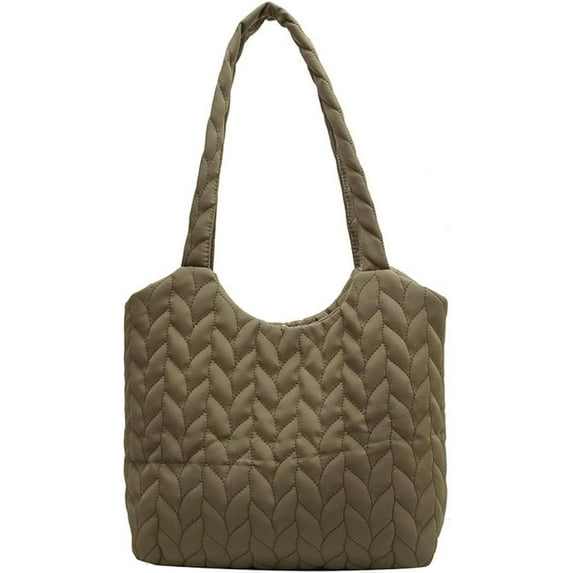 Kukuzhu Quilted Tote Bag for Women Padding Down Hobo Bag Casual Fashion Large Shoulder Bag