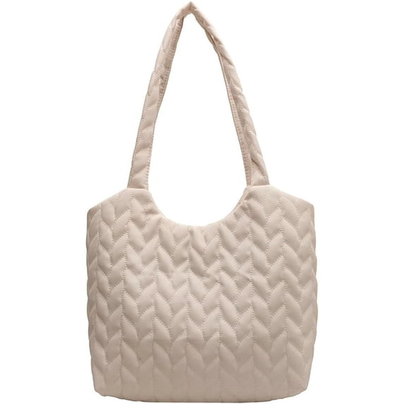 Kukuzhu Quilted Tote Bag for Women Padding Down Hobo Bag Casual Fashion Large Shoulder Bag