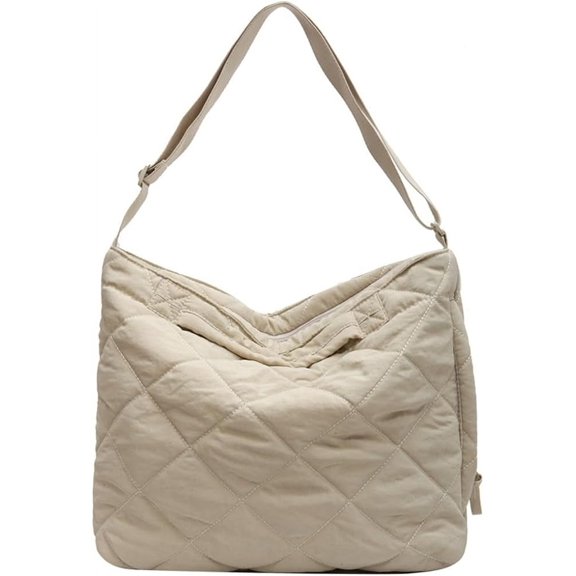Kukuzhu Quilted Tote Bag for Women Padding Down Hobo Bag Casual Large Shoulder Bag