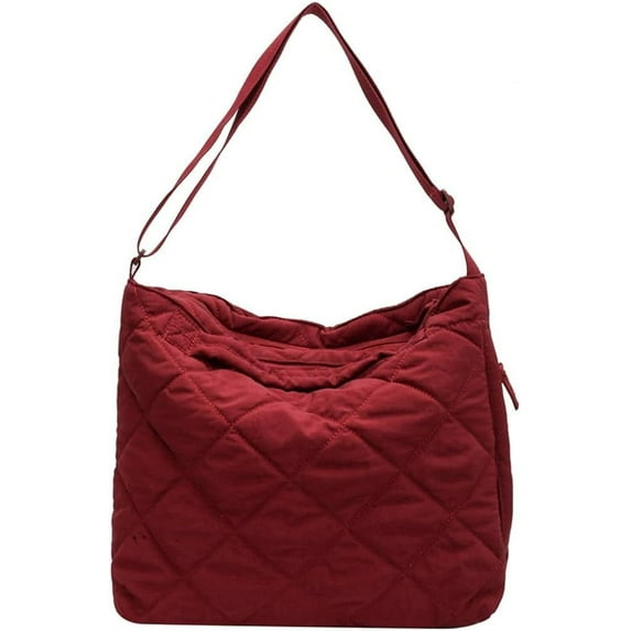 Kukuzhu Quilted Tote Bag for Women Padding Down Hobo Bag Casual Large Shoulder Bag