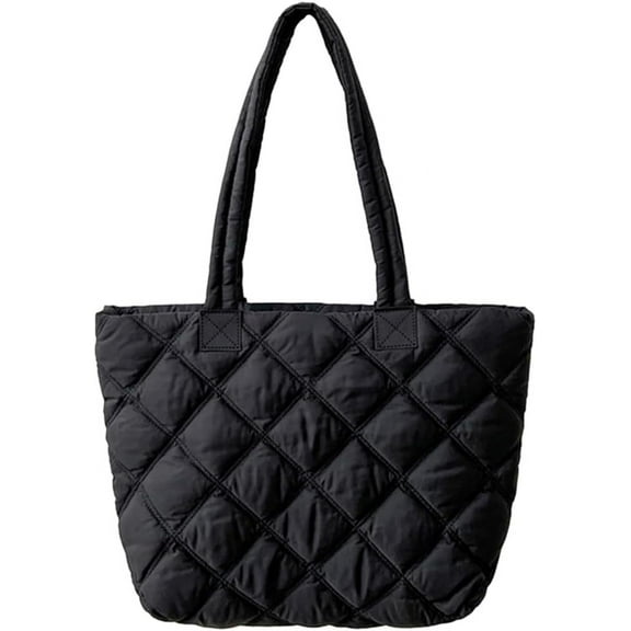 Kukuzhu Quilted Tote Bag for Women Puffer Shoulder Bag Puffy Padding Quilted Bag Trendy Lightweight Hobo Handbag