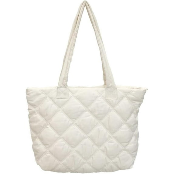 Kukuzhu Quilted Tote Bag for Women Puffer Shoulder Bag Puffy Padding Quilted Bag Trendy Lightweight Hobo Handbag
