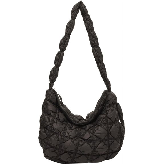 Kukuzhu Quilted Tote Bag for Women, Soft Puffer Tote Bag Lightweight Designer Cloud Pleated Hobo Bags Crossbody