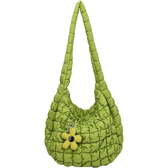Kukuzhu Quilted Tote Bag for Women, Soft Puffer Tote Bag Lightweight Designer Cloud Pleated Shoulder Bag Crossbody