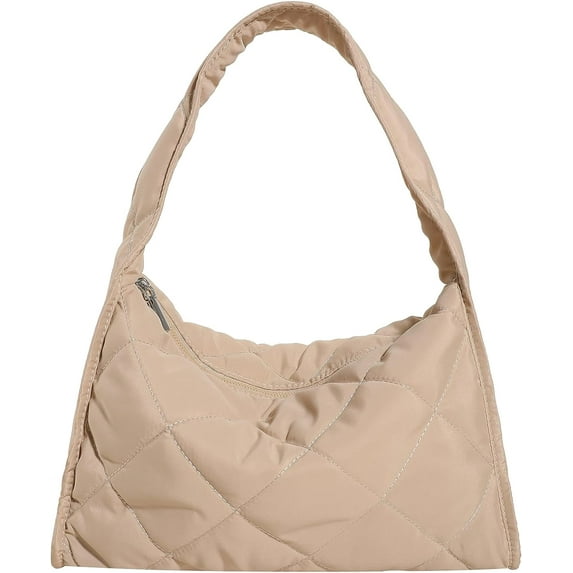 Kukuzhu Quilted Tote Bag for Women, Soft Puffer Tote Bag Lightweight Designer Nylon Crossbody Bags for Women Hobo Bag