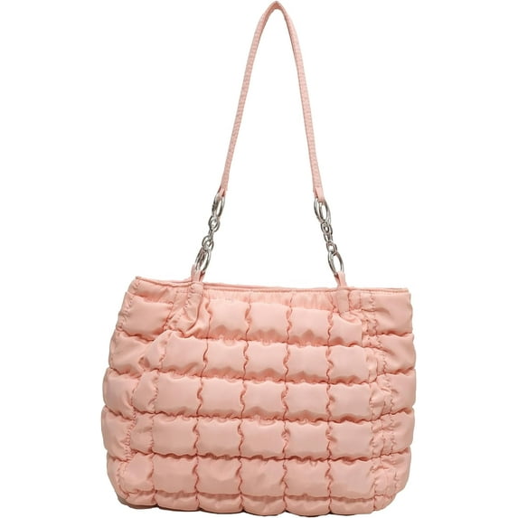 Kukuzhu Quilted Tote Bag for Women, Soft Puffer Tote Bag Lightweight Designer Pleated Shoulder Bag Purse Handbags