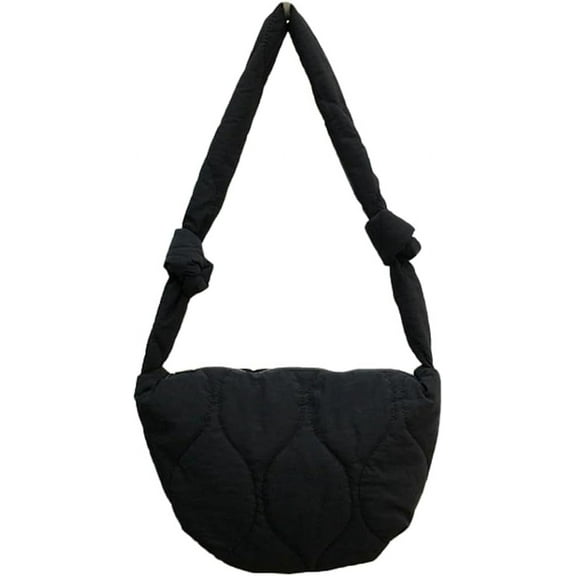 Kukuzhu Quilted Tote Bags for Women Padded Designer Crossbody Bags Simple Puffer Hobo Shoulder Bag Padded Down Cotton Handbag