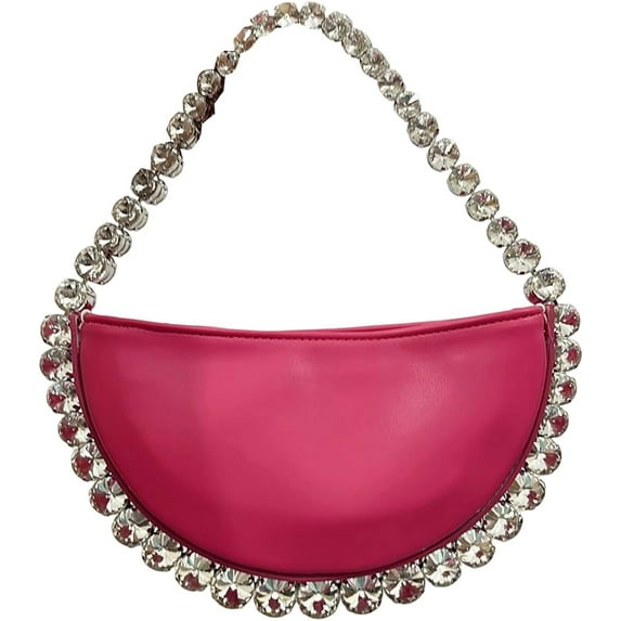 Kukuzhu Rhinestone Evening Bag for Women Sparkly Bridal Purses Crystal Diamond Clutch Bag Round Crystal Handbags