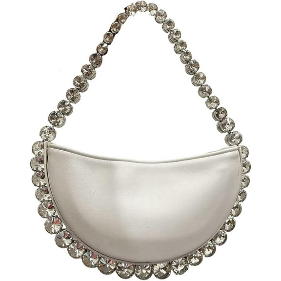 Kukuzhu Rhinestone Evening Bag for Women Sparkly Bridal Purses Crystal Diamond Clutch Bag Round Crystal Handbags