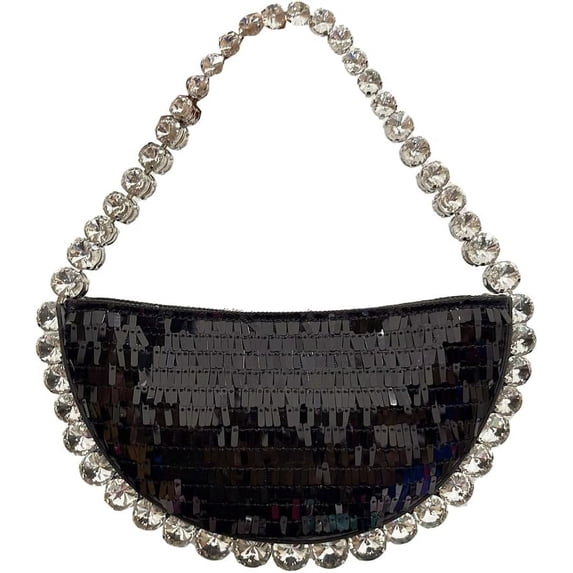 Kukuzhu Rhinestone Evening Bag for Women Sparkly Bridal Purses Crystal Diamond Clutch Bag Round Crystal Handbags