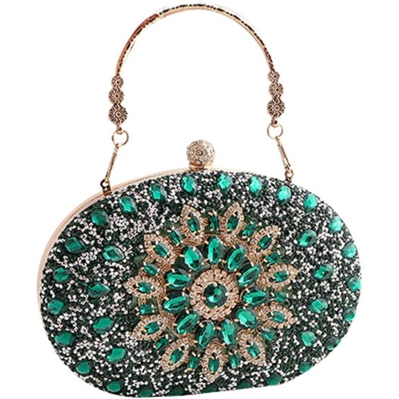 Kukuzhu Rhinestone Evening Bags Women Chic Wedding Party Evening Clutch Purse Diamond Bride Floral Clutch Bag