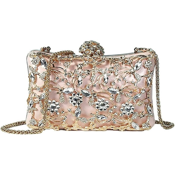 Kukuzhu Rhinestone Evening Bags Women Chic Wedding Party Evening Clutch Purse Shiny Bride Clutch Bag