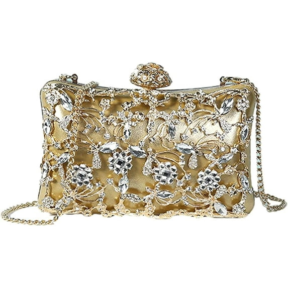 Kukuzhu Rhinestone Evening Bags Women Chic Wedding Party Evening Clutch Purse Shiny Bride Clutch Bag