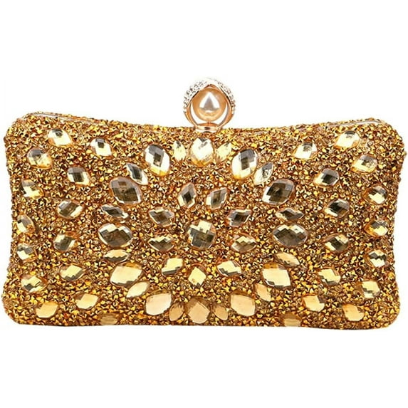 Kukuzhu Rhinestone Evening Bags Women Fashion Wedding Party Evening Clutch Purse Chain Shoulder Bag