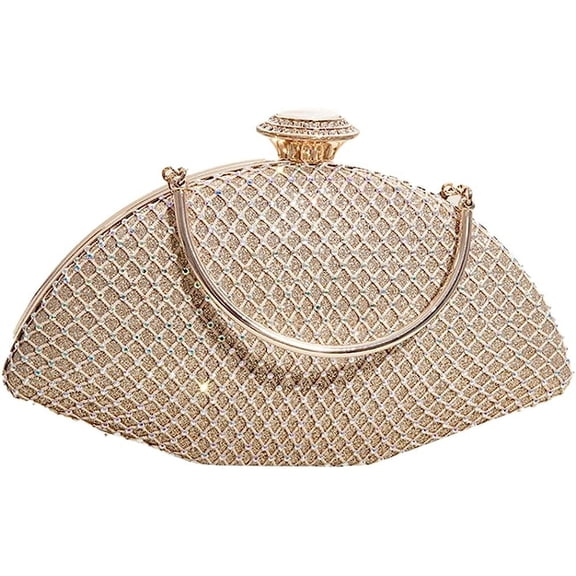 Kukuzhu Rhinestone Evening Handbags Women Chic Shell Shiny Party Evening Clutch Purse