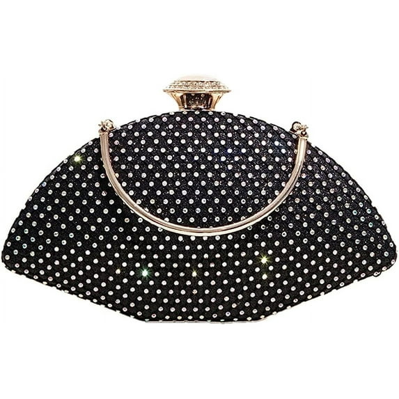 Kukuzhu Rhinestone Evening Handbags Women Chic Shell Shiny Party Evening Clutch Purse