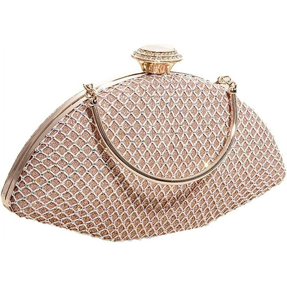 Kukuzhu Rhinestone Evening Handbags Women Chic Shell Shiny Party Evening Clutch Purse