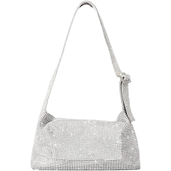 Kukuzhu Rhinestone Purses for Women Shiny Shoulder Bag Flap Bag Chic Evening Handbag for Party Vacation