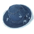 thumbnail image 1 of Kukuzhu Ripped Frayed Brim Bucket Hats Distressed Washed Jean Fisherman Cap Packable Outdoor Travel Beach Sun Hats for Men Women, 1 of 5