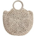 thumbnail image 1 of Kukuzhu Round Straw Bag for Women Large Summer Beach Tote Handbag Handwoven Straw Crossbody Bag Woven Handle Shoulder Bag, 1 of 7