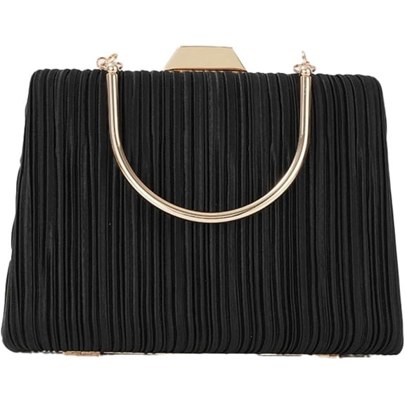 Kukuzhu Satin Evening Bag for Women Sparkly Bridal Purses Classy Pleated Clutch Bag Glitter Evening Handbag