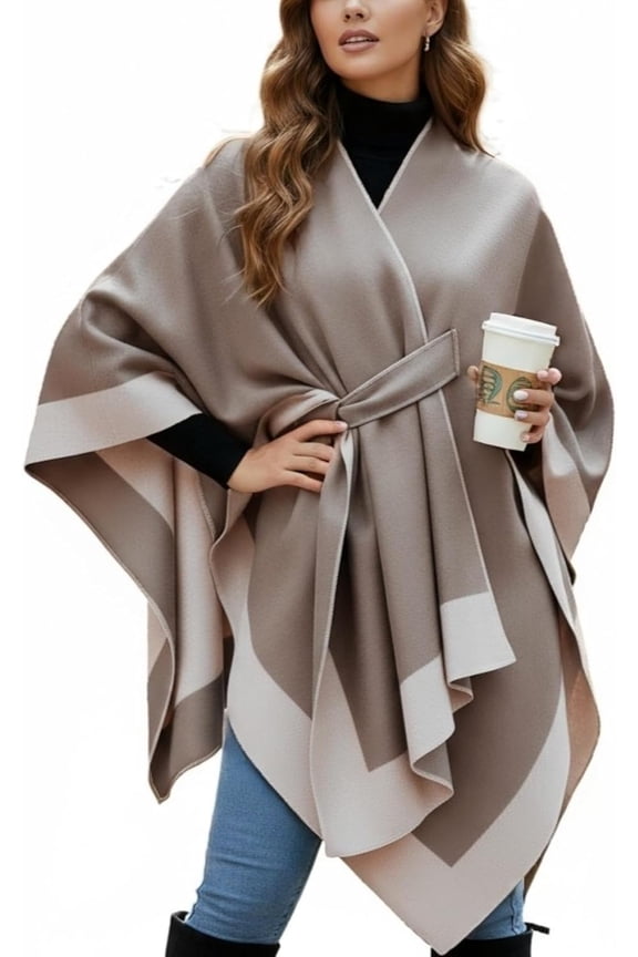 Shawl Wraps for Women Reversible Open Front Ruana Poncho Soft Cozy Cardigan for Fall and Winter