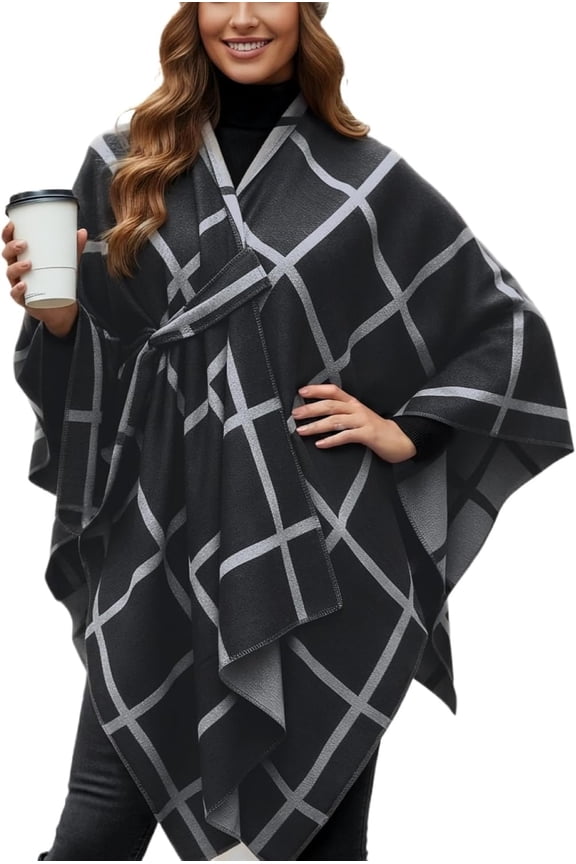 Shawl Wraps for Women Reversible Open Front Ruana Poncho Soft Cozy Cardigan for Fall and Winter