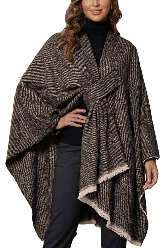 Shawl Wraps for Women ponchos Ruana Cape Open Front Duster Cardigan Sweaters for Fall Winter