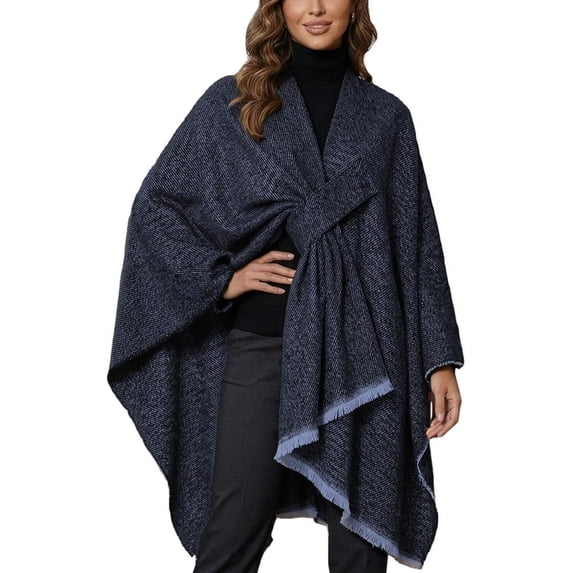 Kukuzhu Shawl Wraps for Women ponchos Ruana Cape Open Front Duster Cardigan Sweaters for Fall Winter