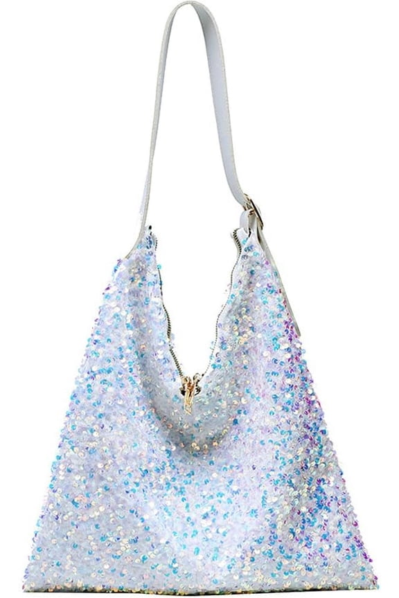 Shoulder Bag for Women Sparkly Hobo Handbags Trendy Sequin Clutch Purse Shiny Shopping Bag
