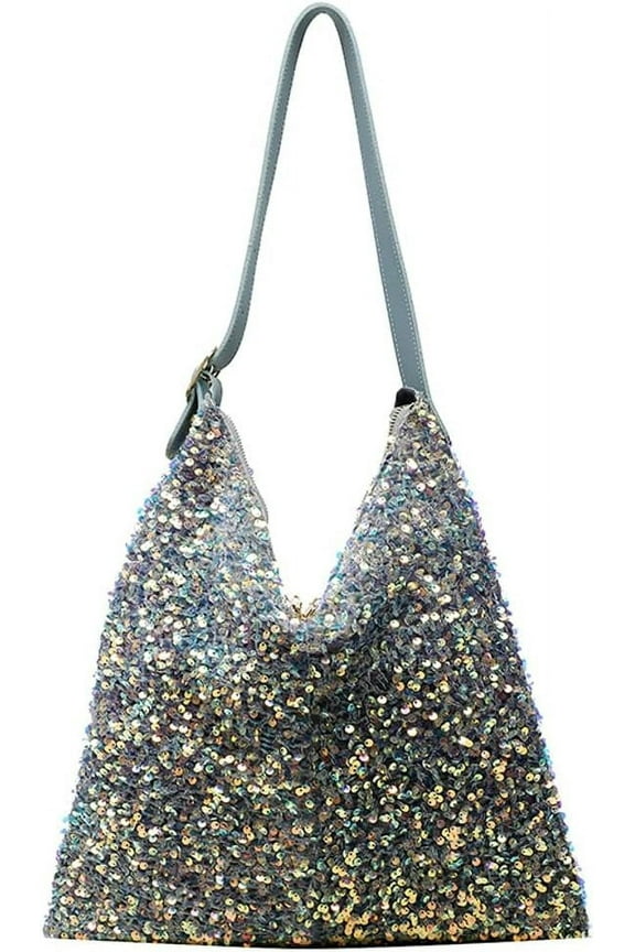Shoulder Bag for Women Sparkly Hobo Handbags Trendy Sequin Clutch Purse Shiny Shopping Bag