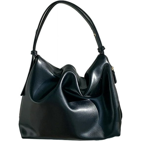 Kukuzhu Shoulder Bags for Women Fashion Leather Hobo Bag Casual Pleated Handbag