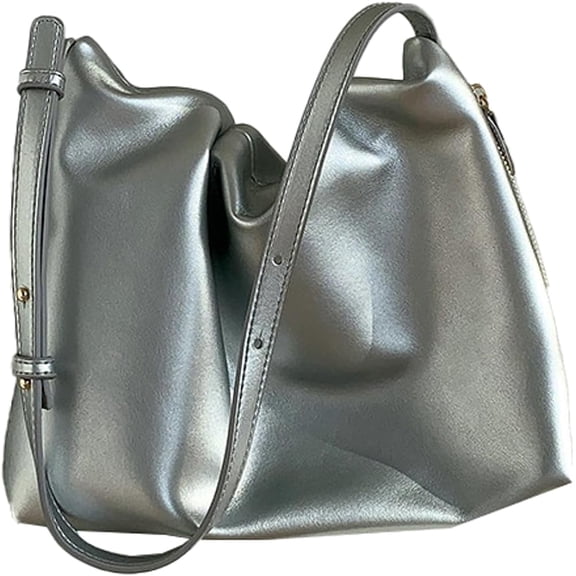 Kukuzhu Shoulder Bags for Women Fashion Leather Hobo Bag Casual Pleated Handbag