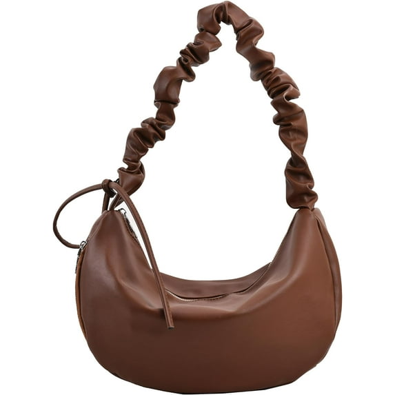 Kukuzhu Shoulder bag for women, Trendy Designer Hobo Tote PU Leather Handbag Purse with Zipper Closure & Drawstring Straps