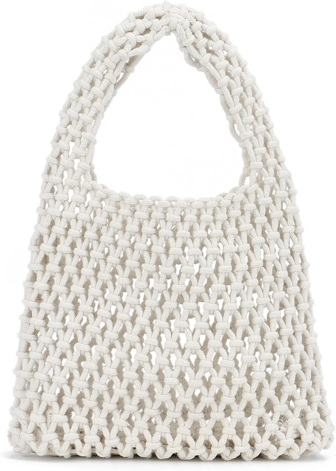 Kukuzhu Small Crochet Tote Bag for Women Summer Mesh Woven Handbags Beach Hobo Bag