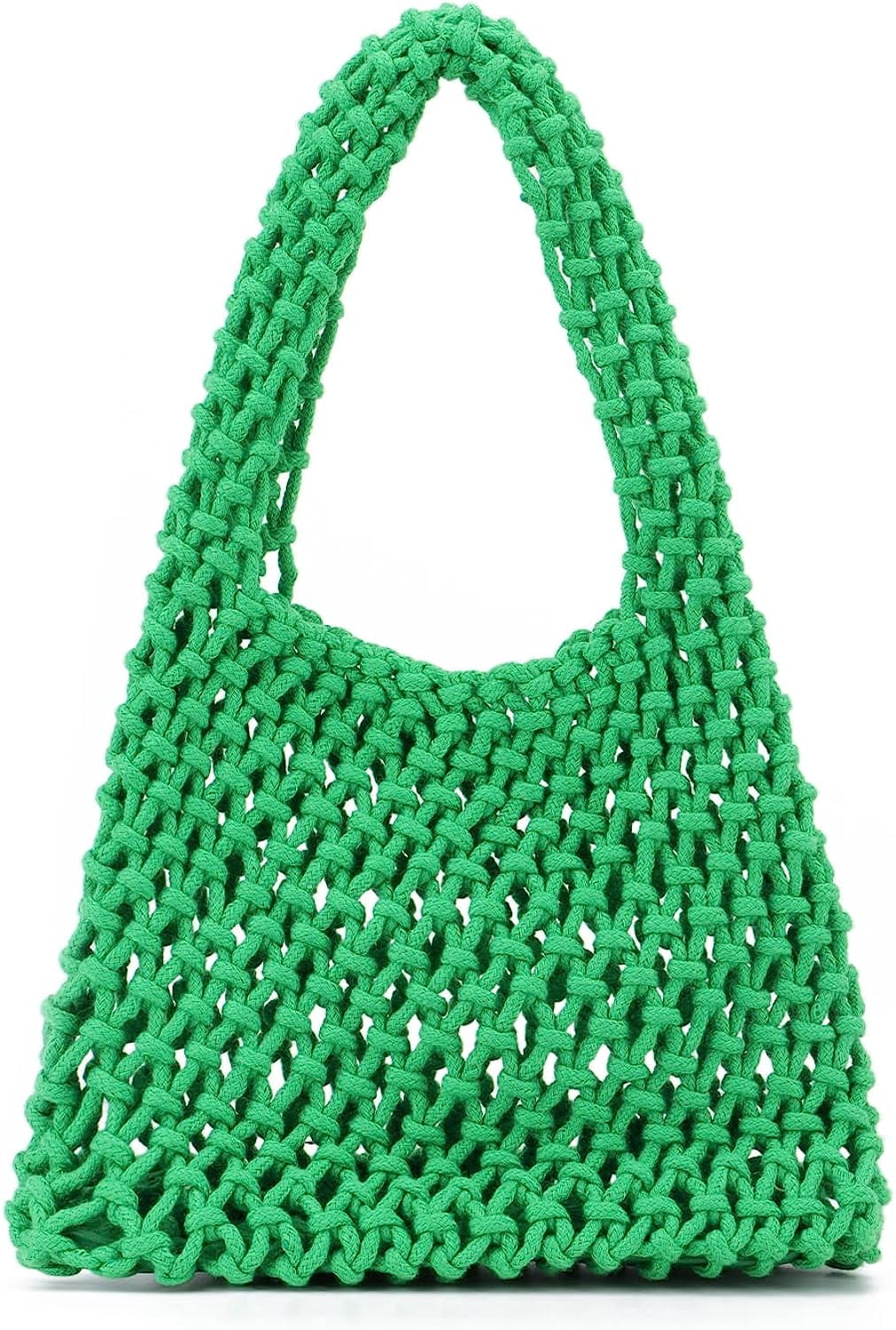 Kukuzhu Small Crochet Tote Bag for Women Summer Mesh Woven Handbags Beach Hobo Bag