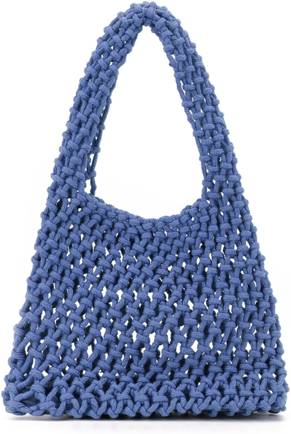 Kukuzhu Small Crochet Tote Bag for Women Summer Mesh Woven Handbags Beach Hobo Bag