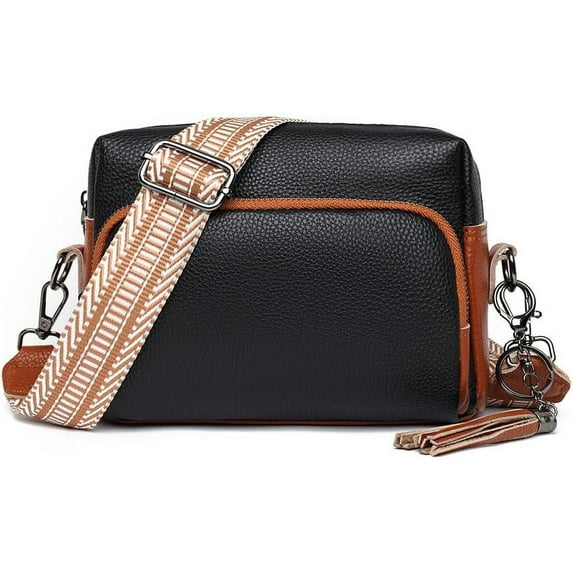 Kukuzhu Small Crossbody Bags for Women, Trendy Leather Crossbody Camera Purse with Guitar Strap Small Shoulder Handbag