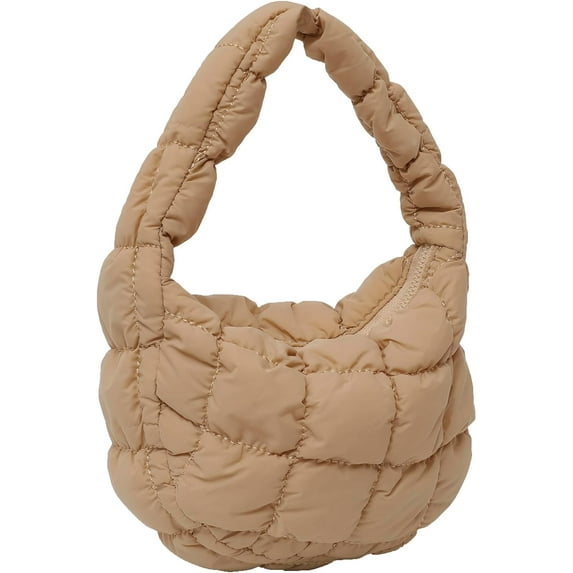Kukuzhu Small Quilted Tote Bag for Women, Soft Puffer Tote Bag Lightweight Designer Pleated Hobo Bags Handbag Puff Bags