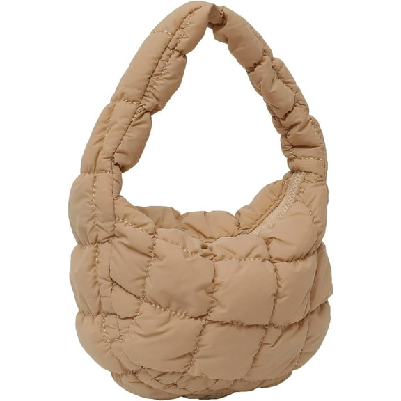 Kukuzhu Small Quilted Tote Bag for Women, Soft Puffer Tote Bag Lightweight Designer Pleated Hobo Bags Handbag Puff Bags