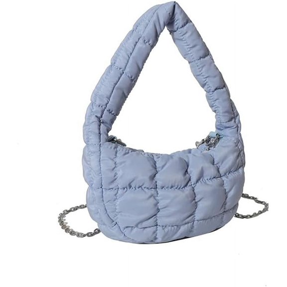 Kukuzhu Small Quilted Tote Bag for Women, Soft Puffer Tote Bag Lightweight Designer Pleated Hobo Bags Handbag