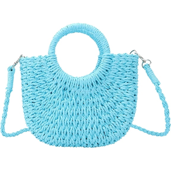Kukuzhu Small Straw Purses Beach Woven Tote Bags for Women Summer Rattan Crossbody Bags Top Handle Handbags