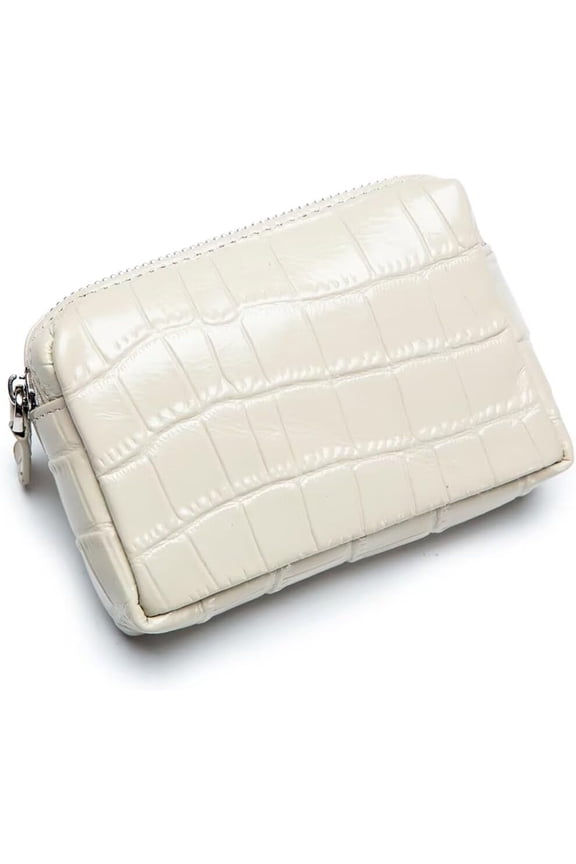 Small Wallet for Women Genuine Leather Coin Purse Crocodile Pattern Change Pouch Wallet Zipper Credit Card Cash Wallet