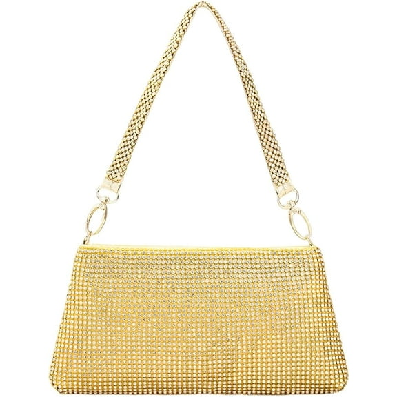 Kukuzhu Sparkling Evening Handbag for Women Rhinestone Clutch Silver Purse Bling Hobo Handbag for Wedding Cocktail Party