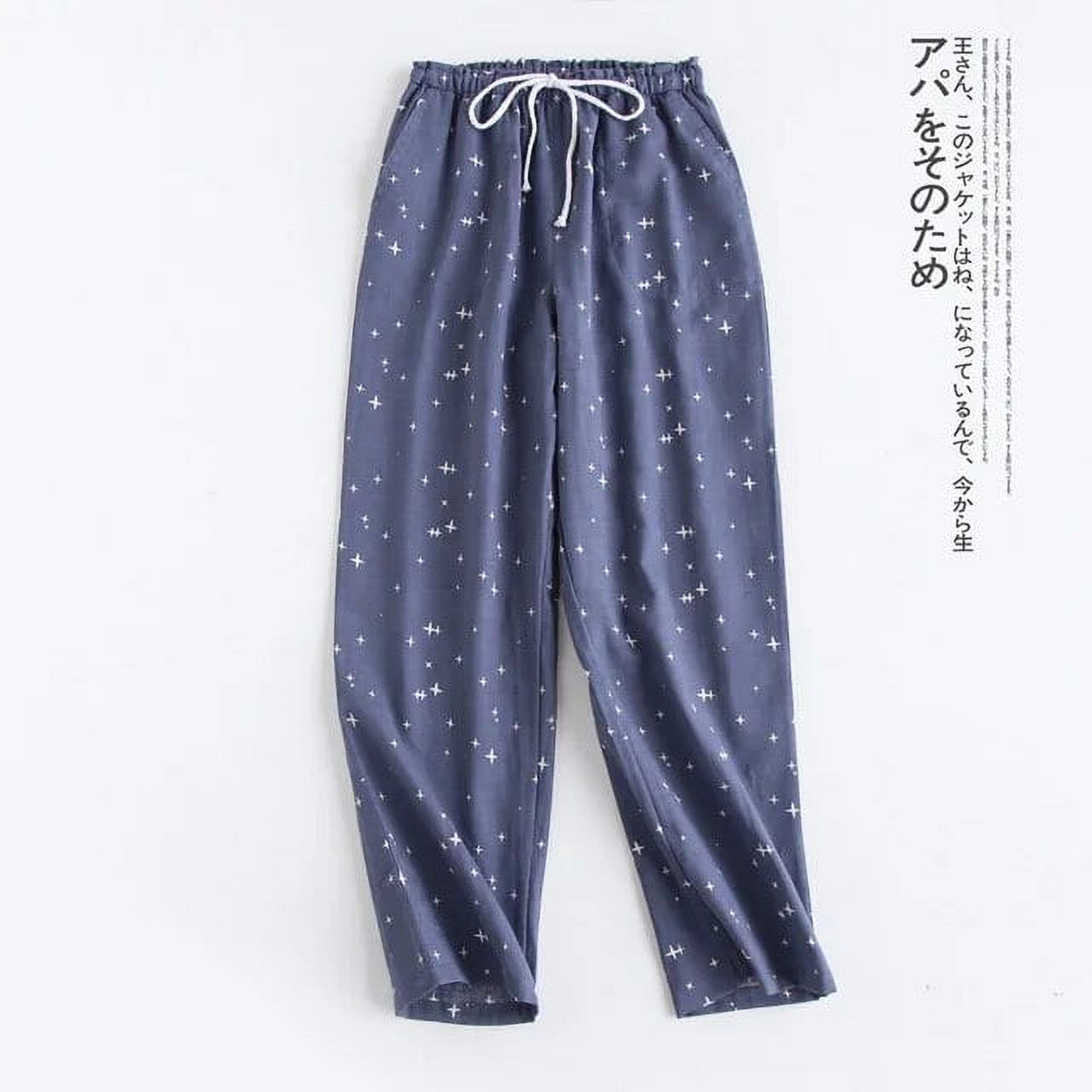 Kukuzhu Spring Couples Cotton Gauze Sleep Pants Ladies Home Tie Pajama Pant Men's Bottom Pants