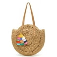 thumbnail image 1 of Kukuzhu Straw Bag Round Summer Straw Large Woven Beach Bag Purse For Women Vocation Tote Handbags With Pom Poms, 1 of 1