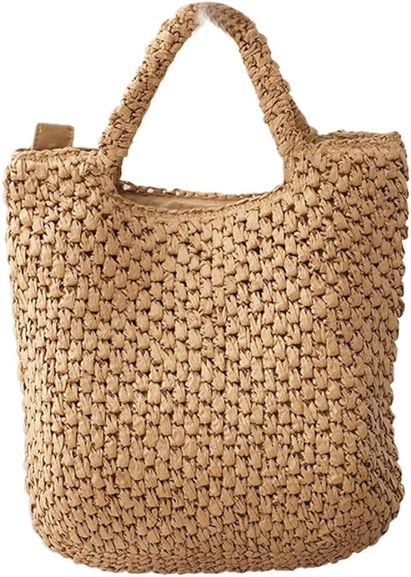 Kukuzhu Straw Bag Women Summer Straw Beach Bag Handmade Woven Hobo Bag ...