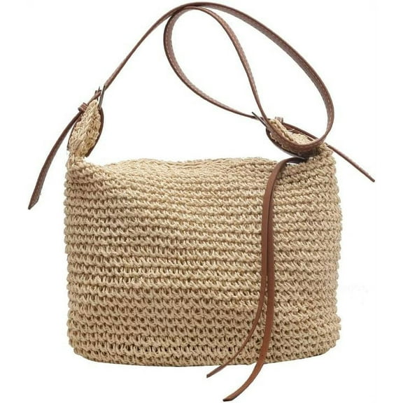 Kukuzhu Straw Bag for Women Handwoven Tote Hobo Bag Large Crossbody Bag Summer Beach Straw Bag Travel Shoulder Bag for Women
