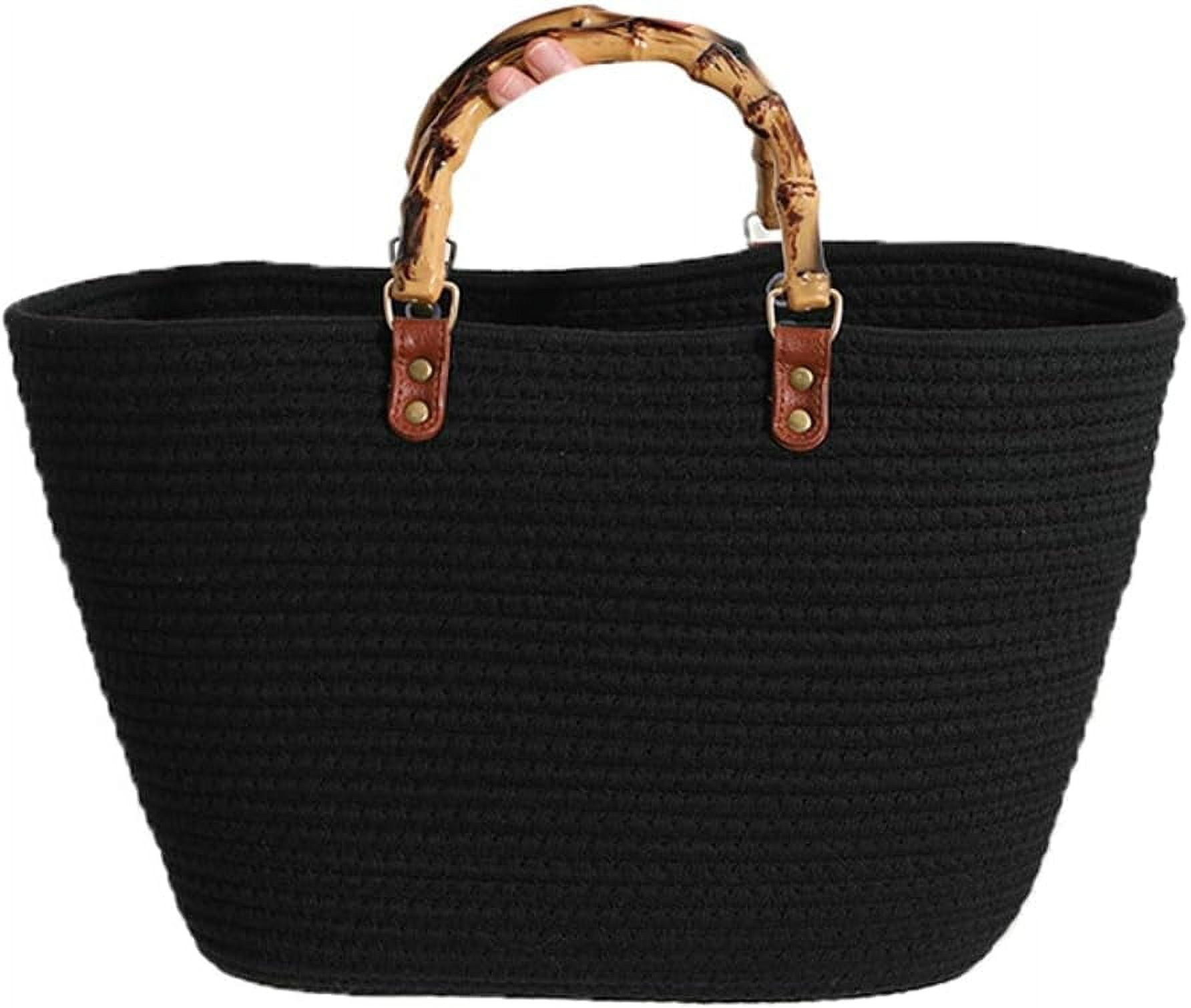 Kukuzhu Straw Bag for Women Retro Beach Bag Tote Bag Woven Rope Bamboo